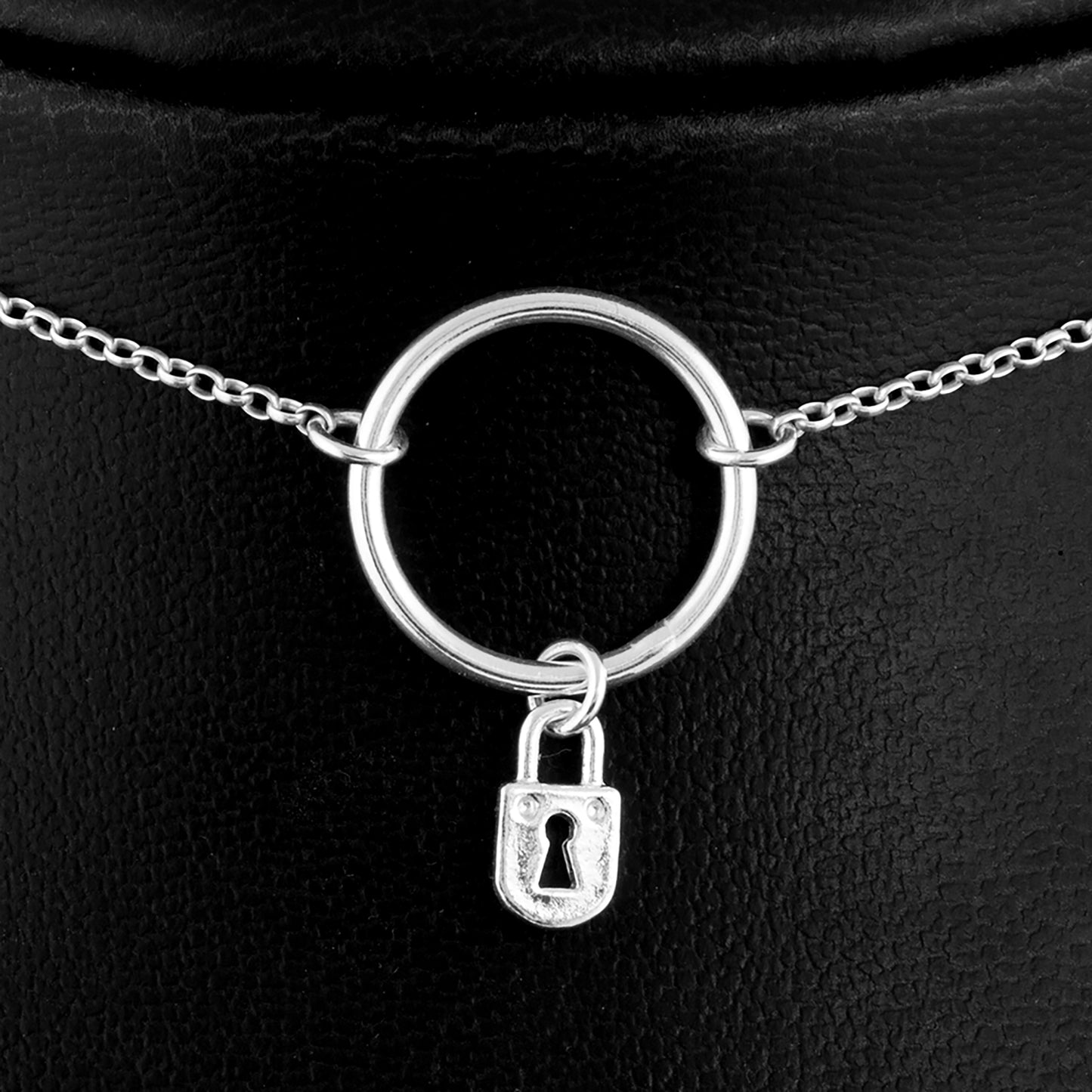 Padlock Charm Medium O Ring Day Collar (Permanently Locking)