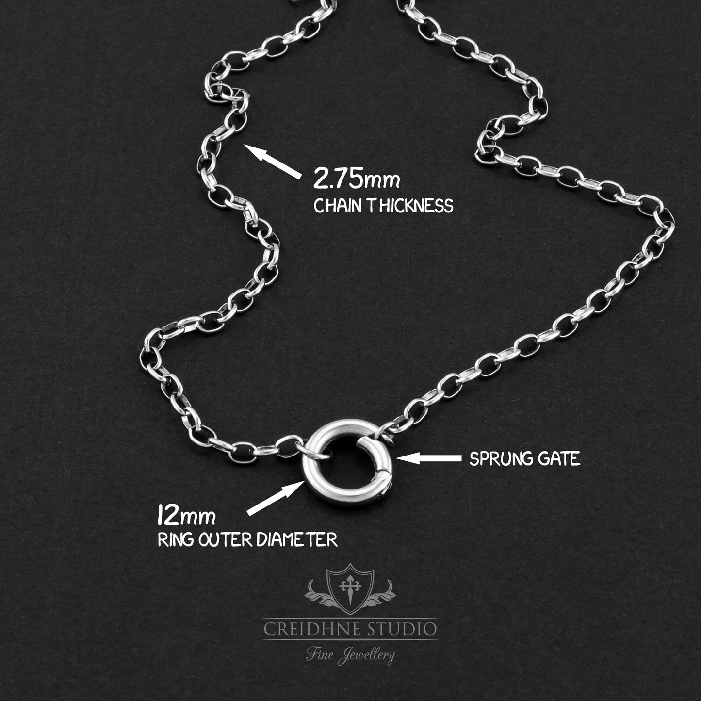Stainless Steel Day Collar, Small 12mm O Ring Clasp