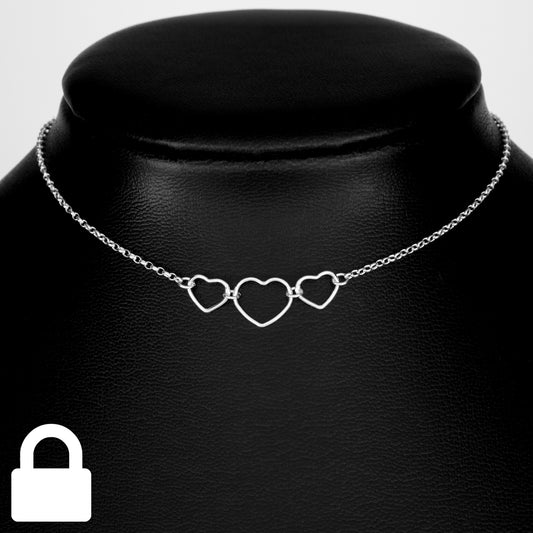 Triple Heart Ring Day Collar (Permanently Locking)